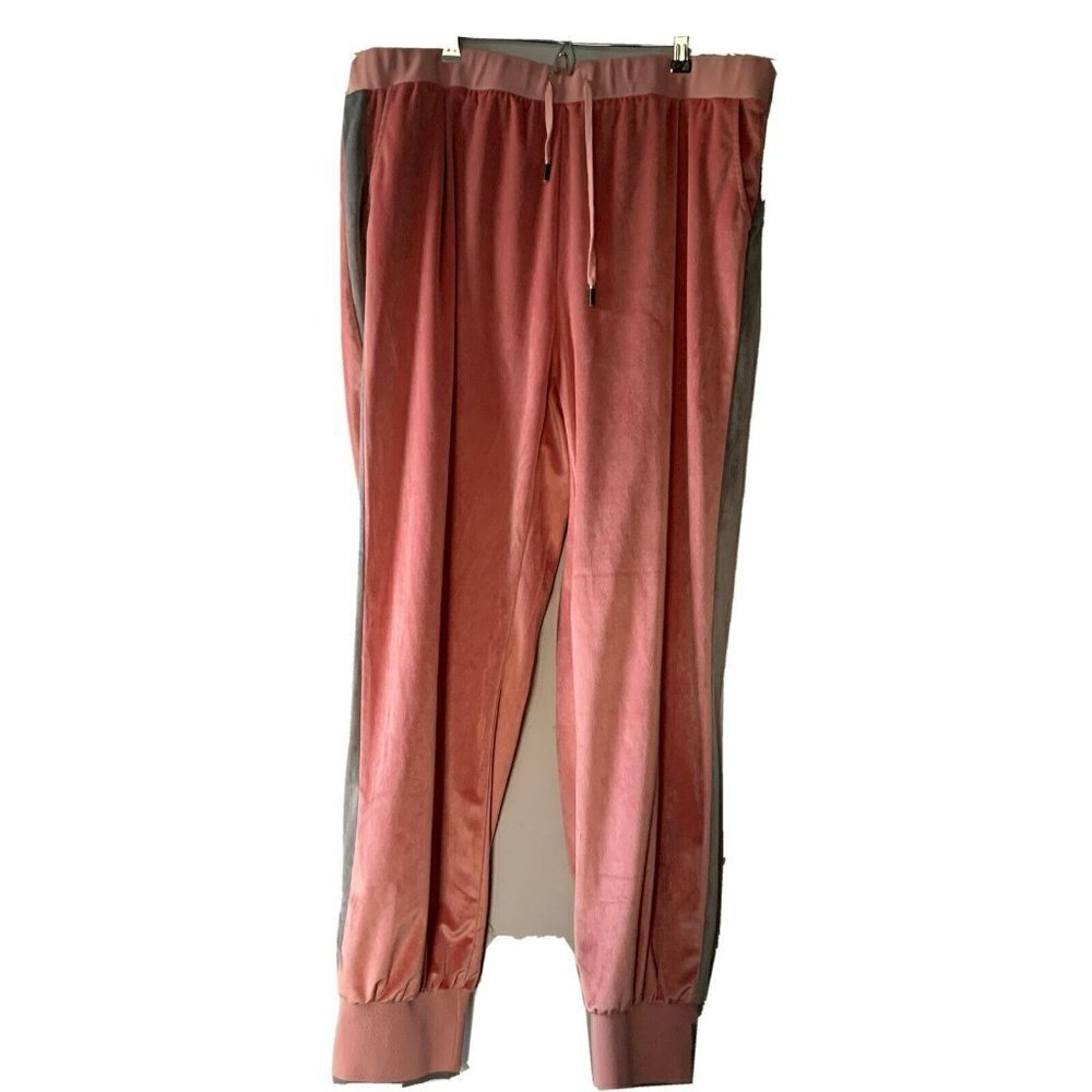 GoodTimesUSA Pink Velour Jogger Pants Plus Size 2XL